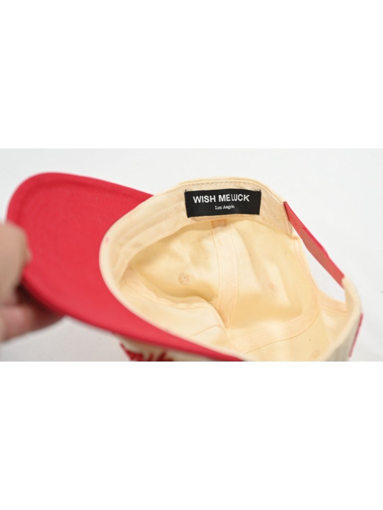 Wish Me Luck Logo Hat In Beige Red — image 4 of 4